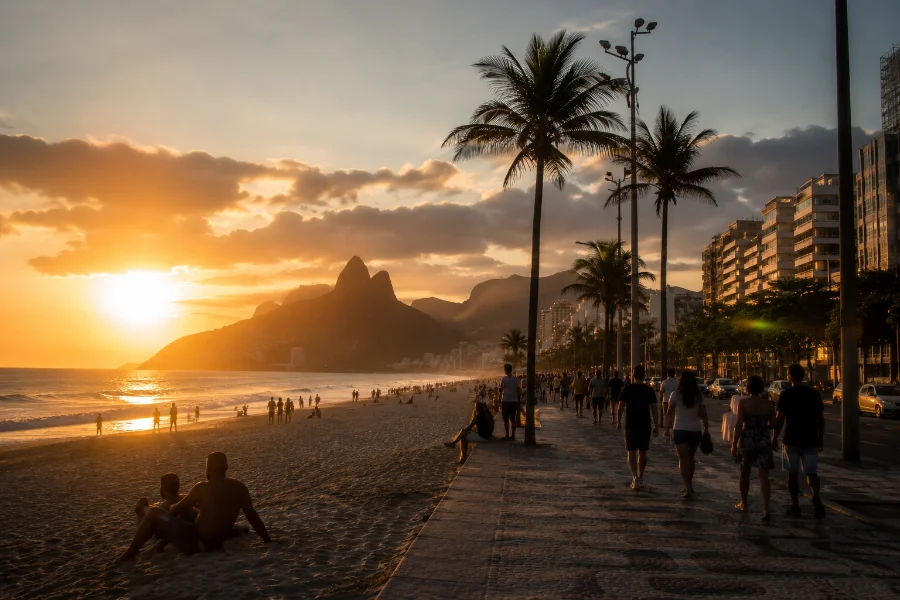 La playa de Ipanema al atardecer